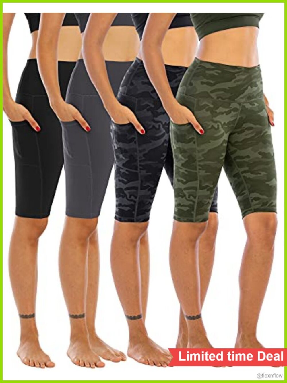 4 Pack High Waisted Biker Shorts with Pockets Women's Athletic Workout Yoga